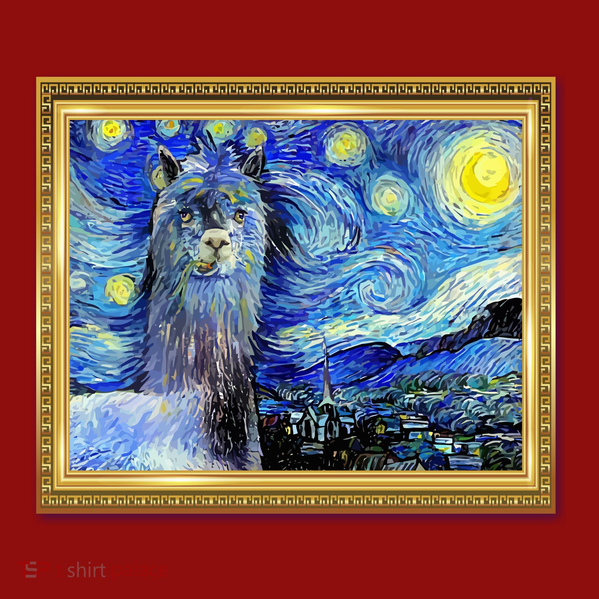 Funny Van Gogh Starry Night Llama Alpaca Long Sleeve Shirt