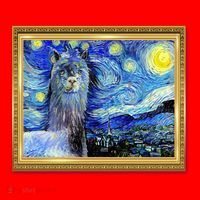 Funny Van Gogh Starry Night Llama Alpaca Santa Hat thumb 1