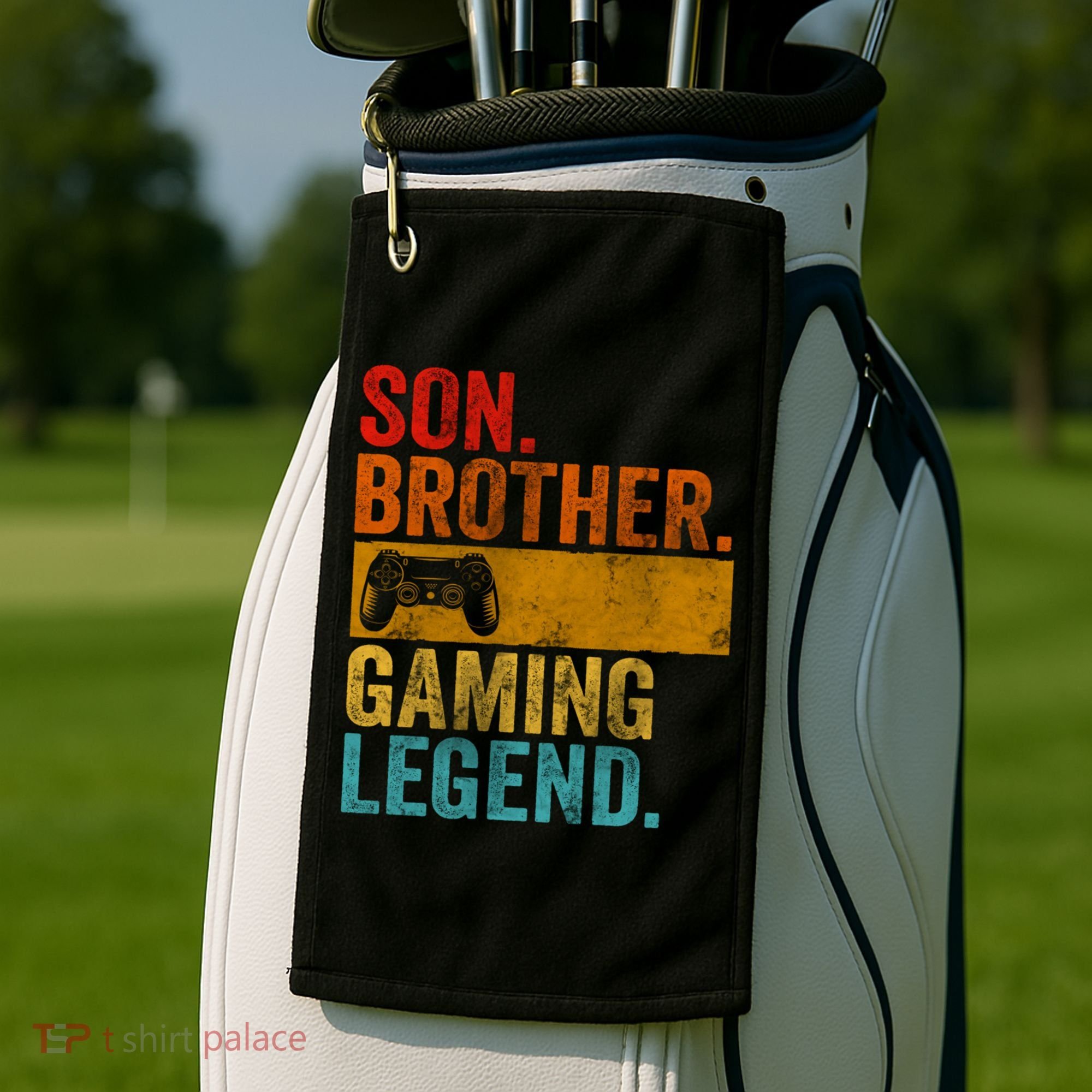 Funny Video Gamer Son Brother Gaming Legend Golf Towel