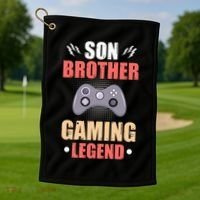 Funny Video Gamer Son Brother Gaming Legend Golf Towel thumb 1