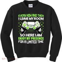Funny Video Games Every Now And Then I Leave My Room Gaming Kids Sweatshirt thumb 0