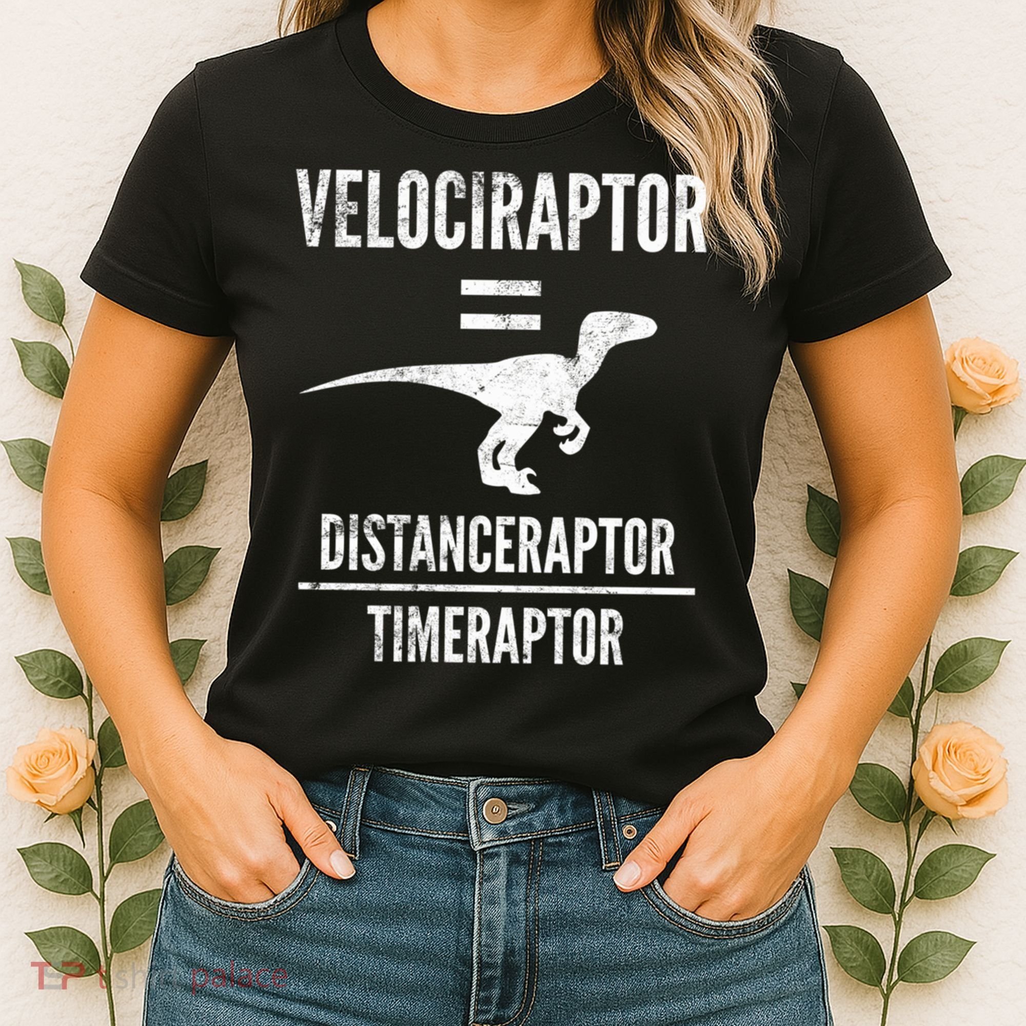Funny Velociraptor Gift With Science Pun Dad Joke Physics Women's T-Shirt