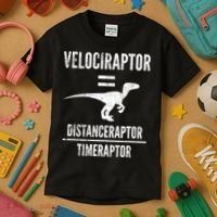Funny Velociraptor Gift With Science Pun Dad Joke Physics Kids T-Shirt thumb 3