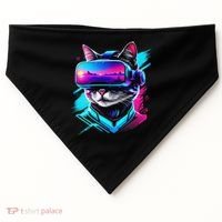 Funny Vr Gamer Cat In Vr Headset Virtual Reality Gaming USA-Made Doggie Bandana thumb 0