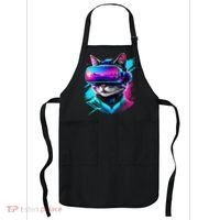 Funny Vr Gamer Cat In Vr Headset Virtual Reality Gaming Apron thumb 0