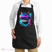 Funny Vr Gamer Cat In Vr Headset Virtual Reality Gaming Apron thumb 2