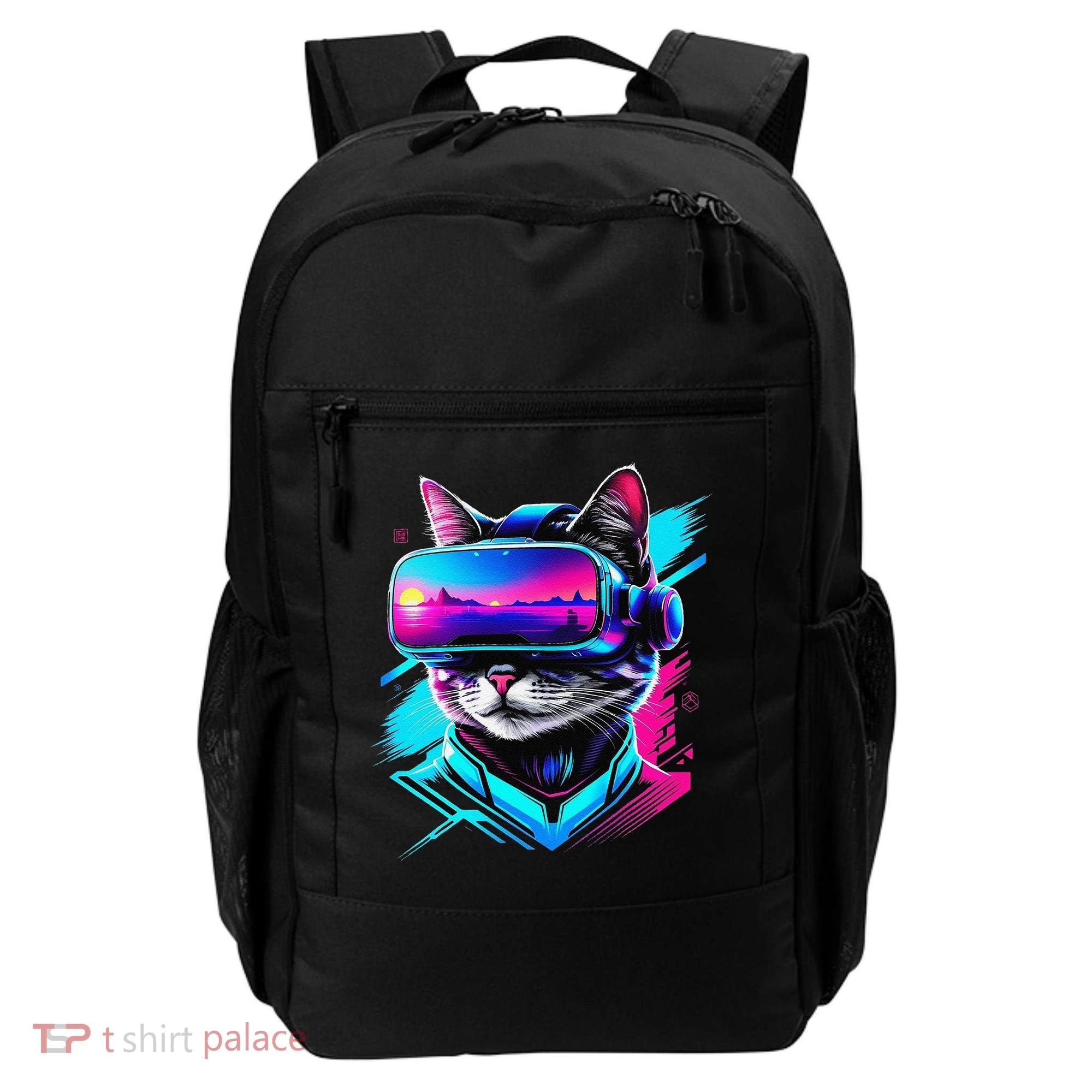 Funny Vr Gamer Cat In Vr Headset Virtual Reality Gaming Backpack