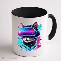 Funny Vr Gamer Cat In Vr Headset Virtual Reality Gaming Coffee Mug thumb 1