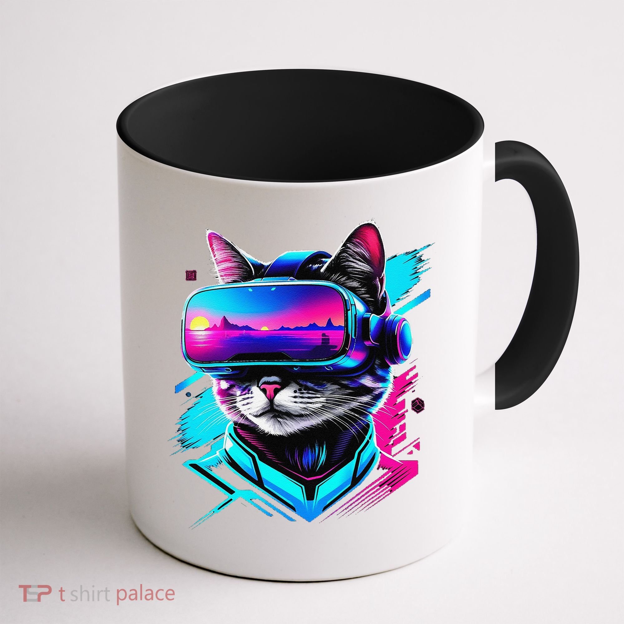 Funny Vr Gamer Cat In Vr Headset Virtual Reality Gaming Coffee Mug