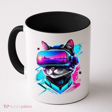 Funny Vr Gamer Cat In Vr Headset Virtual Reality Gaming Coffee Mug