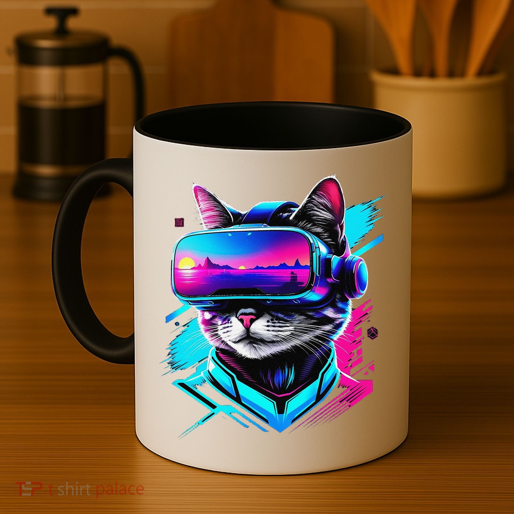 Funny Vr Gamer Cat In Vr Headset Virtual Reality Gaming Coffee Mug