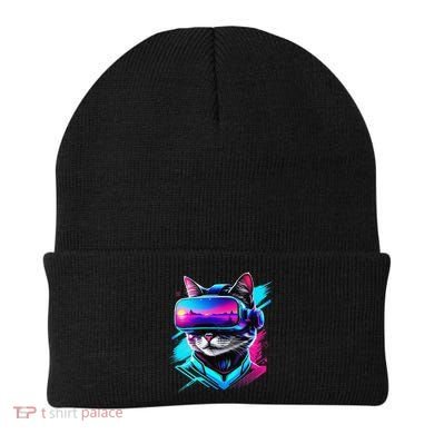 Funny Vr Gamer Cat In Vr Headset Virtual Reality Gaming Beanie