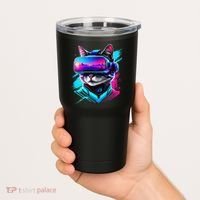 Funny Vr Gamer Cat In Vr Headset Virtual Reality Gaming Tumbler thumb 2