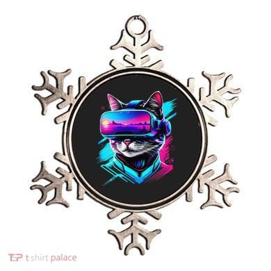 Funny Vr Gamer Cat In Vr Headset Virtual Reality Gaming Ornament
