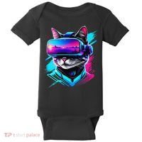 Funny Vr Gamer Cat In Vr Headset Virtual Reality Gaming Baby Bodysuit thumb 0