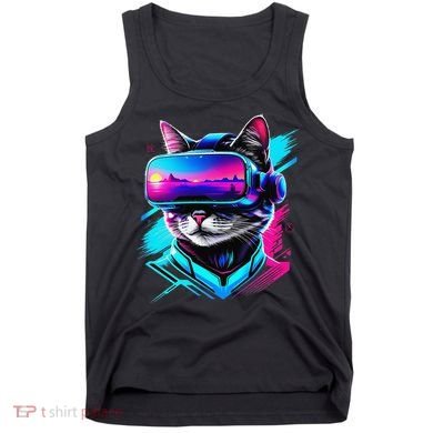Funny Vr Gamer Cat In Vr Headset Virtual Reality Gaming Tank Top