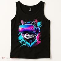 Funny Vr Gamer Cat In Vr Headset Virtual Reality Gaming Tank Top thumb 2