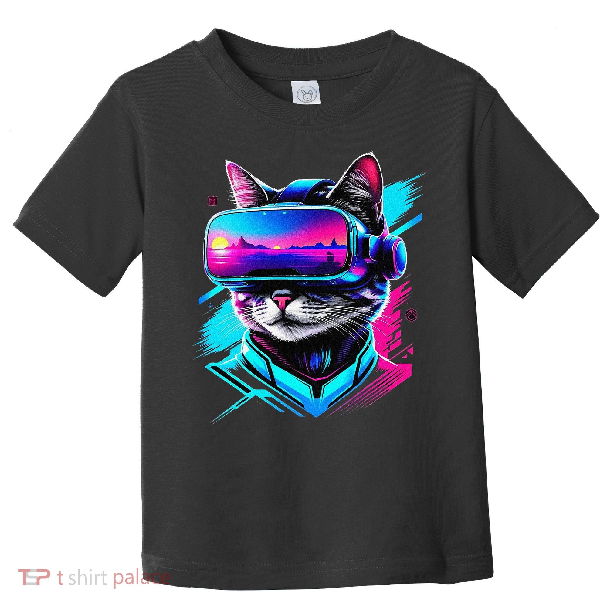 Funny Vr Gamer Cat In Vr Headset Virtual Reality Gaming Toddler T-Shirt