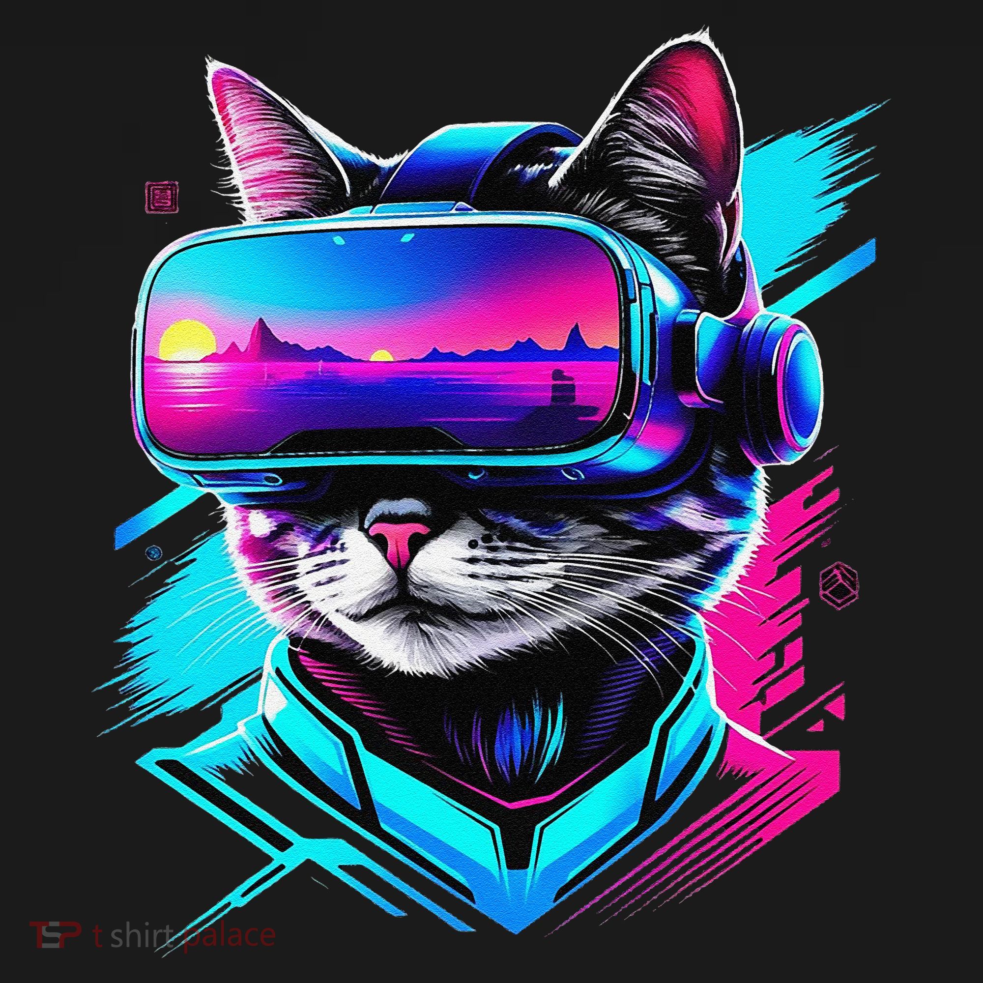 Funny Vr Gamer Cat In Vr Headset Virtual Reality Gaming Women's T-Shirt