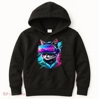 Funny Vr Gamer Cat In Vr Headset Virtual Reality Gaming Kids Hoodie thumb 0