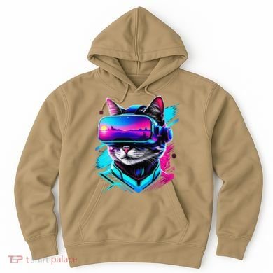 Funny Vr Gamer Cat In Vr Headset Virtual Reality Gaming Hoodie