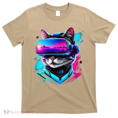 Funny Vr Gamer Cat In Vr Headset Virtual Reality Gaming T-Shirt