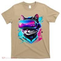 Funny Vr Gamer Cat In Vr Headset Virtual Reality Gaming T-Shirt thumb 0