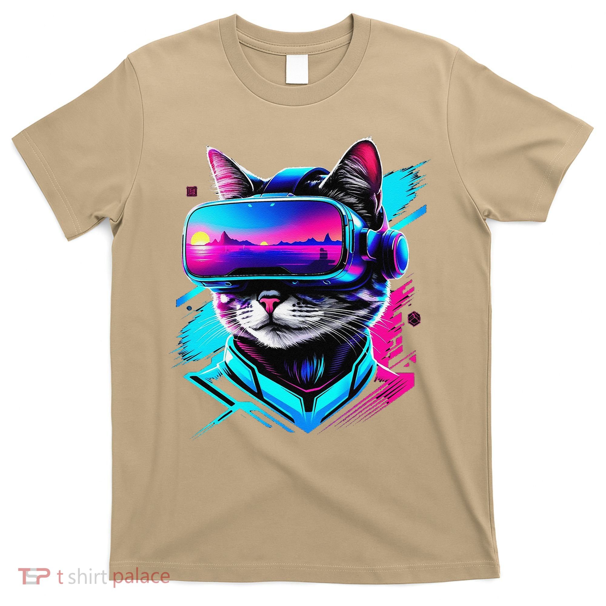 Funny Vr Gamer Cat In Vr Headset Virtual Reality Gaming T-Shirt