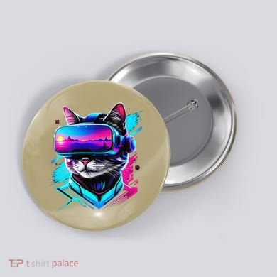 Funny Vr Gamer Cat In Vr Headset Virtual Reality Gaming Button