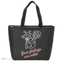 Feelings Valid Health Inspirational Quote Tote Bag thumb 0