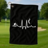 Funny Volleyball Heartbeat Volleyball Gift Golf Towel thumb 1