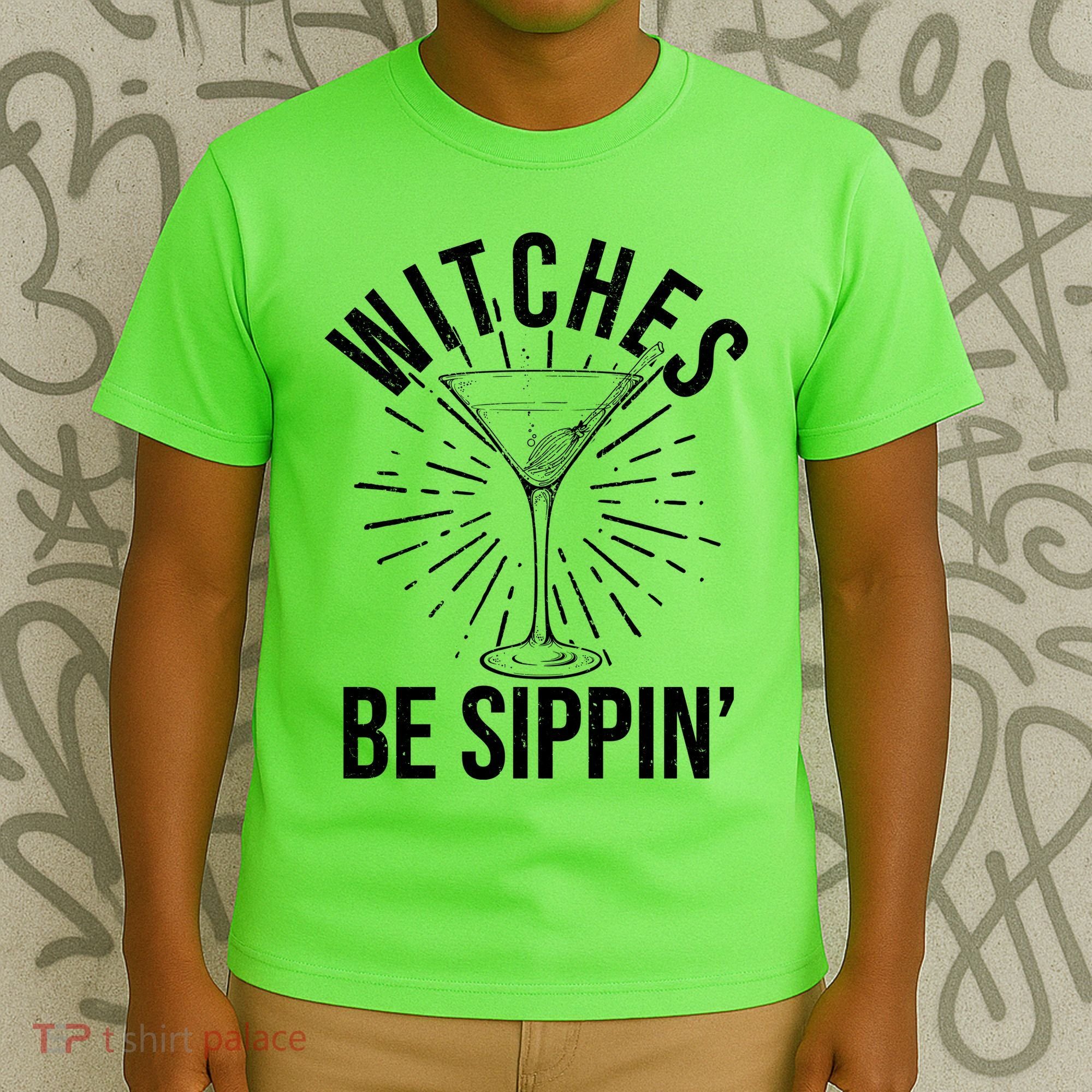 Funny Vintage Halloween Witches Be Sippin Martini T-Shirt