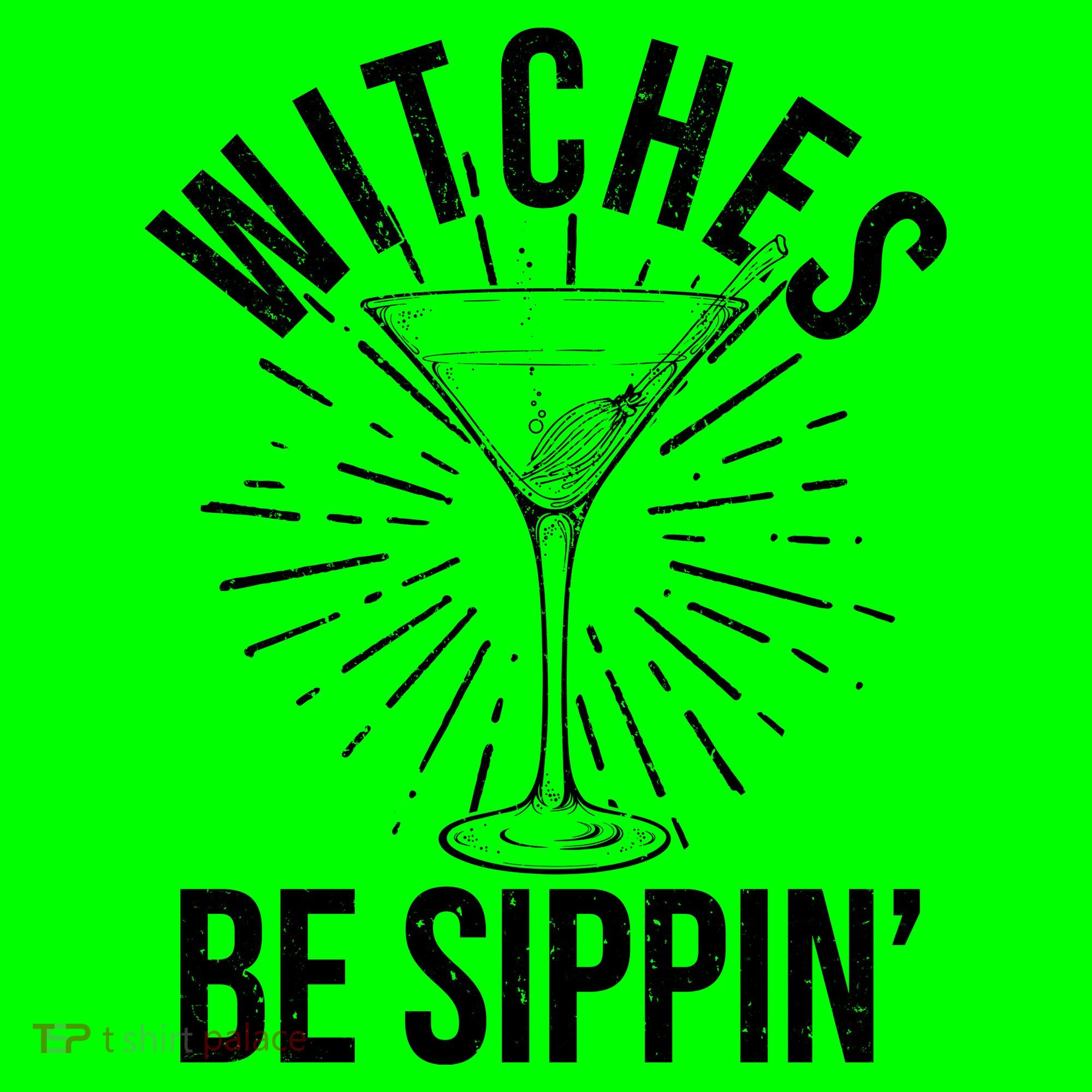 Funny Vintage Halloween Witches Be Sippin Martini T-Shirt