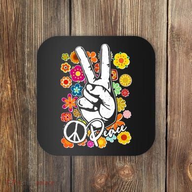 Funny Vintage Hippie Peace Symbols Coaster