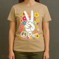 Funny Vintage Hippie Peace Symbols T-Shirt thumb 4