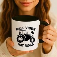 Fall Vibes Hay Rides Season Coffee Mug thumb 3
