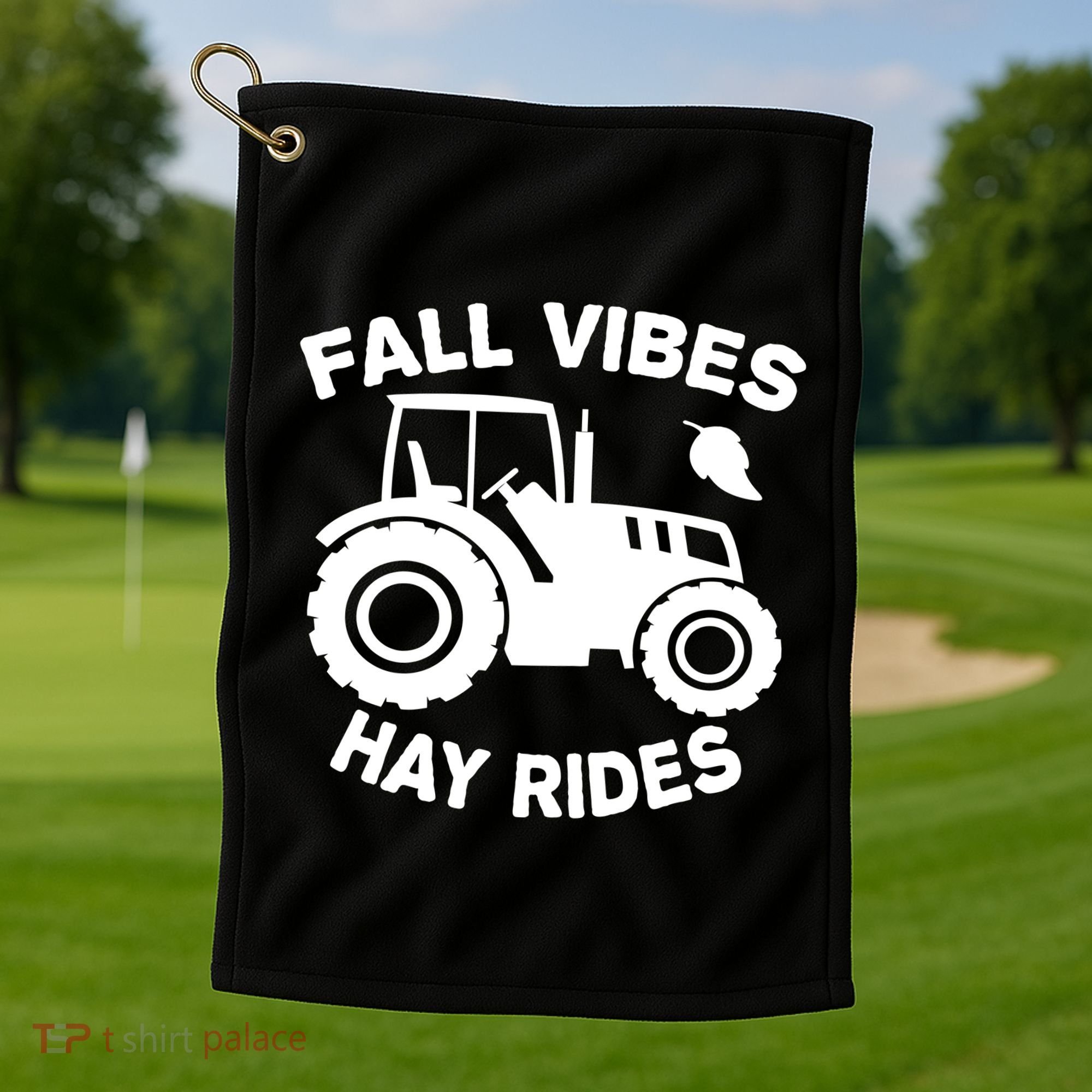Fall Vibes Hay Rides Season Golf Towel