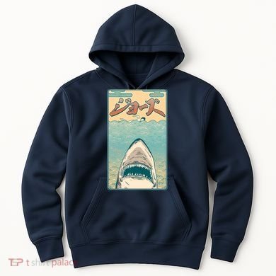 Funny Vintage Japanese Jaws Shark Poster Hoodie