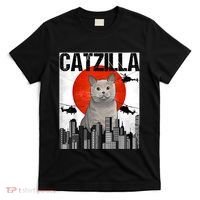 Funny Vintage Japanese Catzilla British Shorthair Cat T-Shirt thumb 0