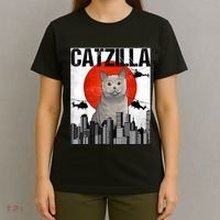 Funny Vintage Japanese Catzilla British Shorthair Cat T-Shirt thumb 4