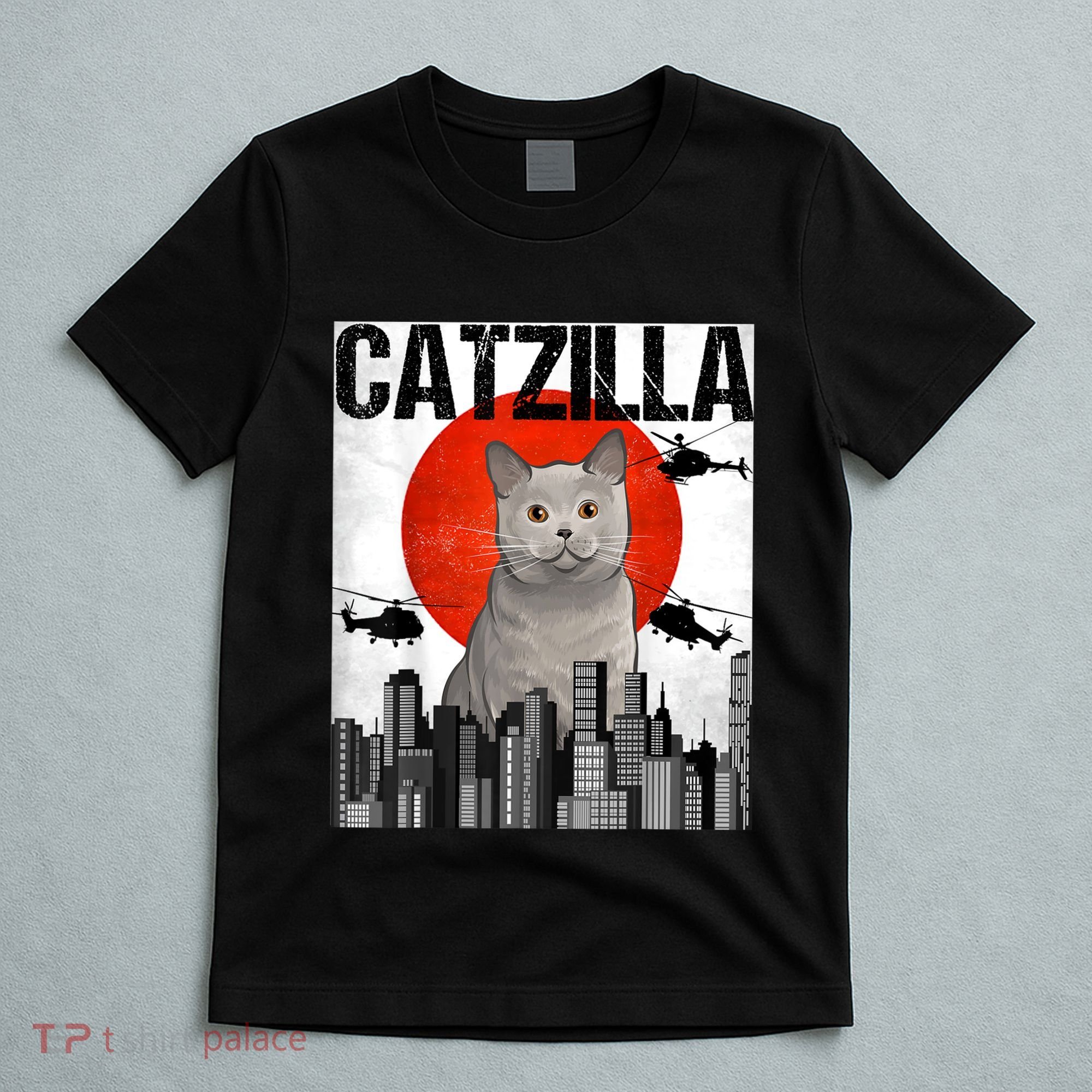Funny Vintage Japanese Catzilla British Shorthair Cat T-Shirt