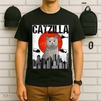 Funny Vintage Japanese Catzilla British Shorthair Cat T-Shirt thumb 6