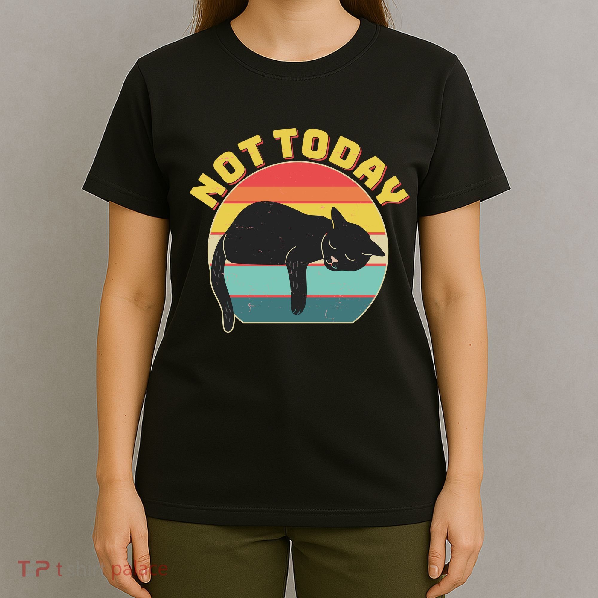 Funny Vintage Lazy Sleepy Not Today Cat T-Shirt