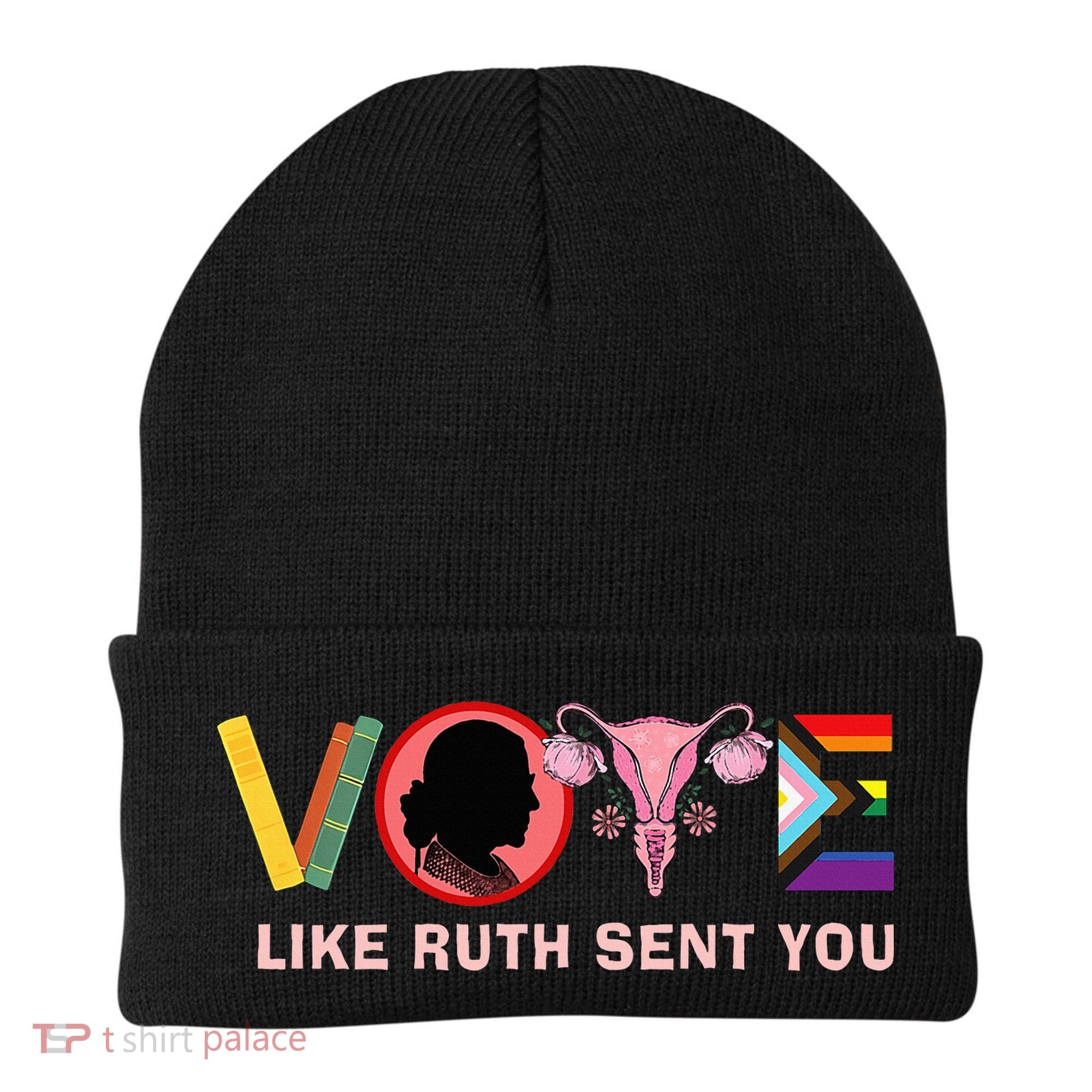 Funny Vote Like Ruth Sent You Uterus Feminist Lgbt Beanie