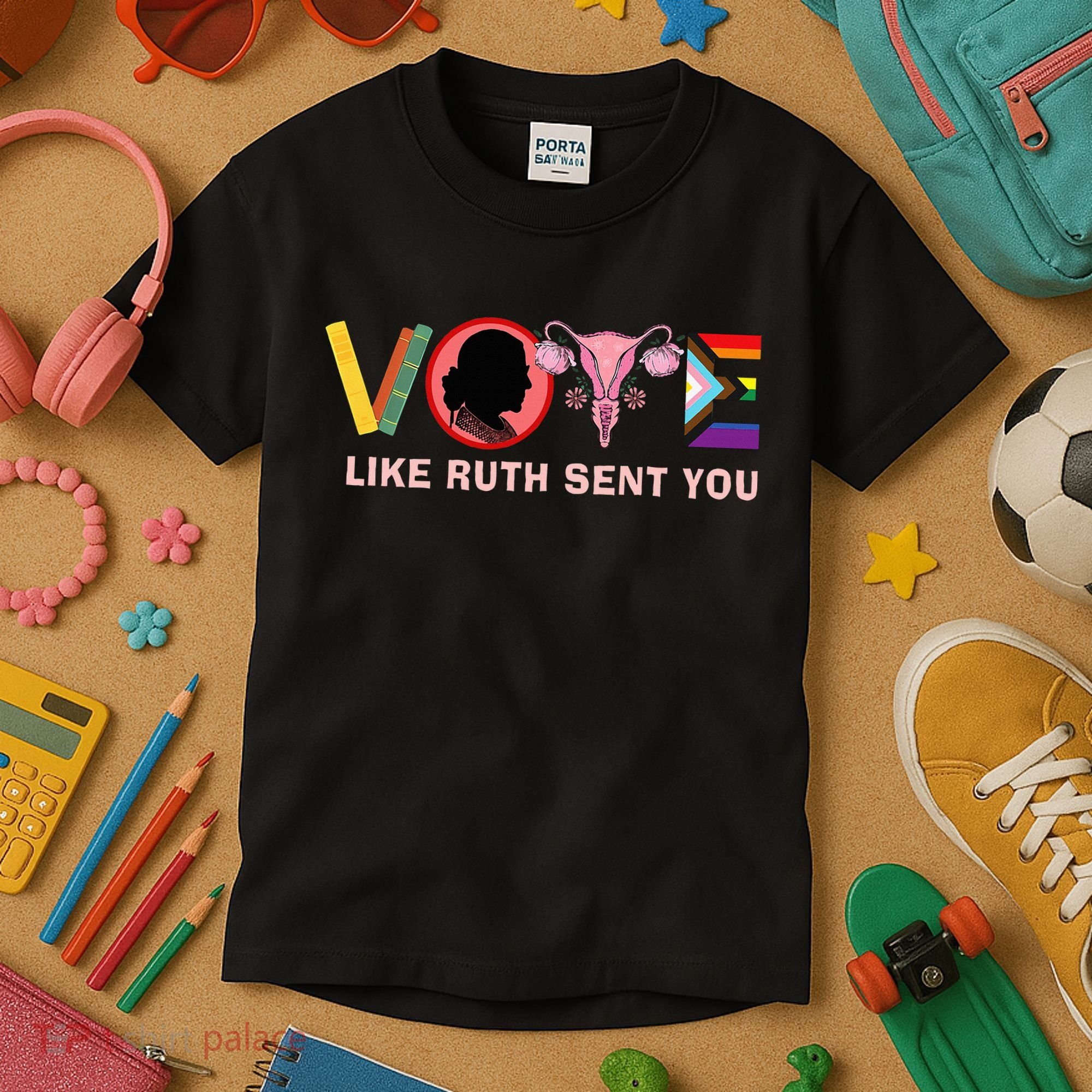 Funny Vote Like Ruth Sent You Uterus Feminist Lgbt Kids T-Shirt