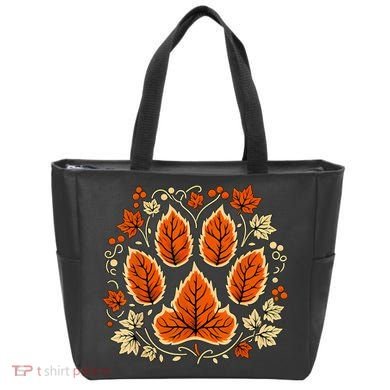 Fall Vine Leaf Dog Paw Print Autumn Maple Leaf Thanksgiving Tote Bag