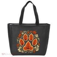 Fall Vine Leaf Dog Paw Print Autumn Maple Leaf Thanksgiving Tote Bag thumb 0