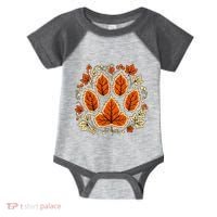 Fall Vine Leaf Dog Paw Print Autumn Maple Leaf Thanksgiving Infant Baby Jersey Bodysuit thumb 0
