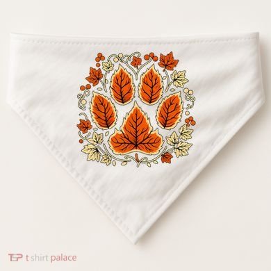 Fall Vine Leaf Dog Paw Print Autumn Maple Leaf Thanksgiving USA-Made Doggie Bandana