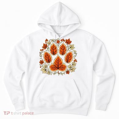 Fall Vine Leaf Dog Paw Print Autumn Maple Leaf Thanksgiving Hoodie